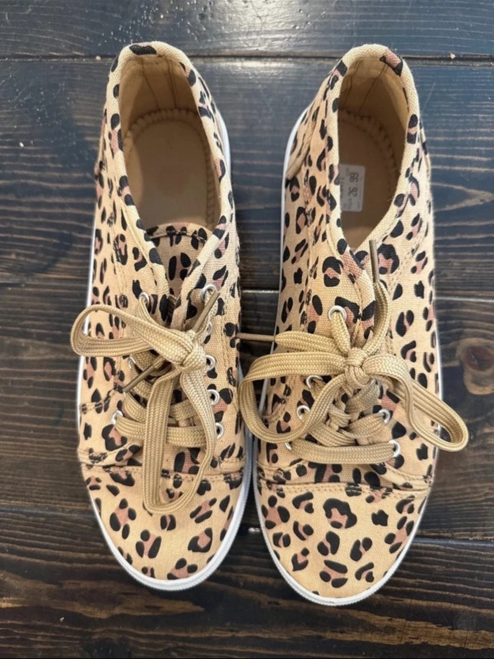 Women’s Leopard Print Tan Canvas Sneakers